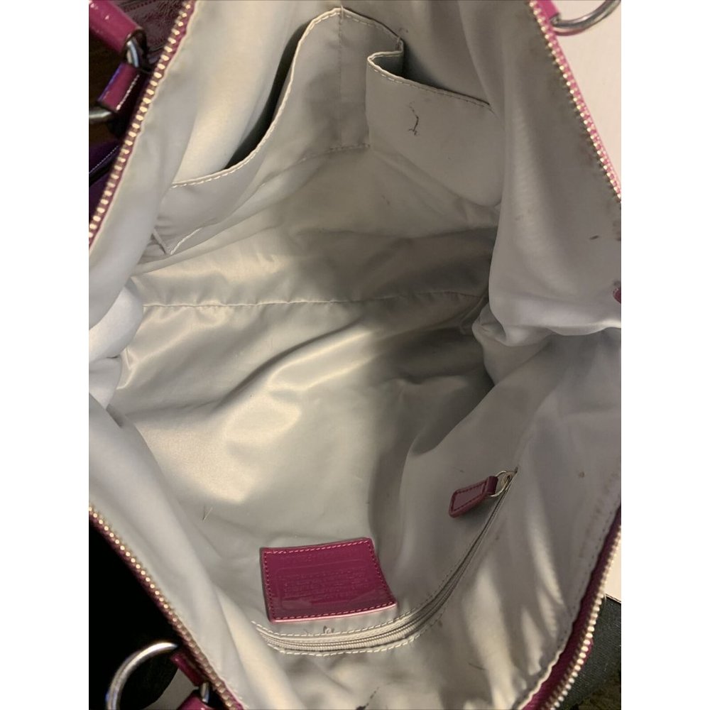 Coach Berry Patent Leather Poppy Daisy Liquid Gloss Tote Bag With Wallet #F20004 - Picture 11 of 15